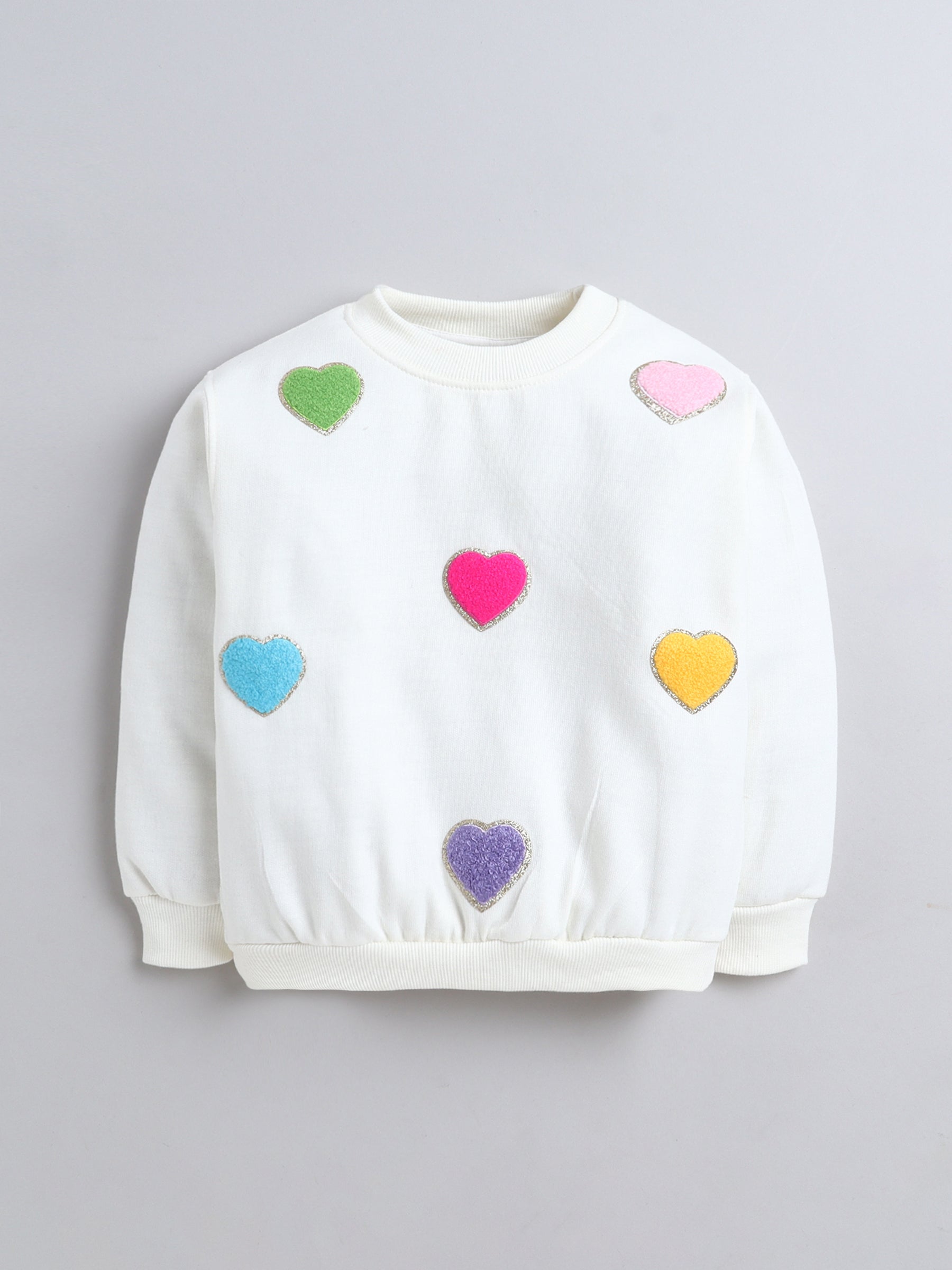 Hearts Patched Cute Sweatshirt for Kids