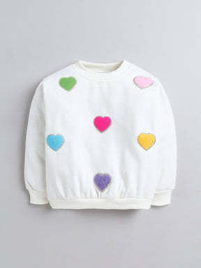 Hearts Patched Cute Sweatshirt for Kids
