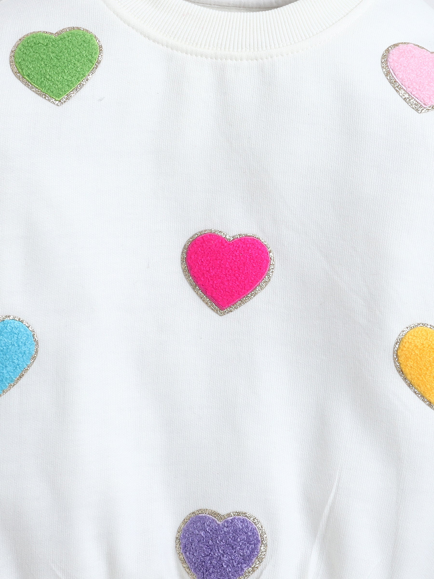 Hearts Patched Cute Sweatshirt for Kids