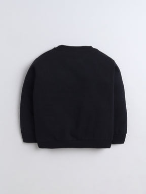 Black Sweatshirt with White sequence Bow Applique Detailing