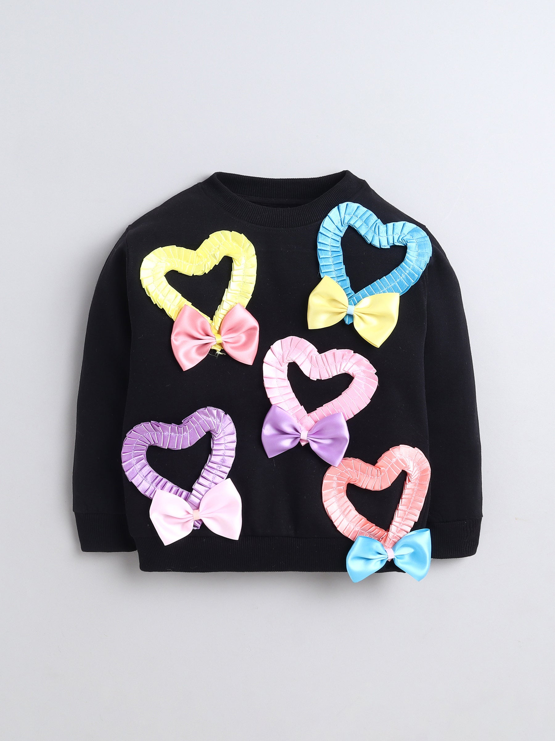 Ribbon Heart Bow Sweatshirt for Girls