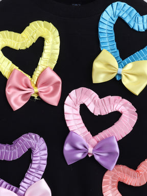 Ribbon Heart Bow Sweatshirt for Girls