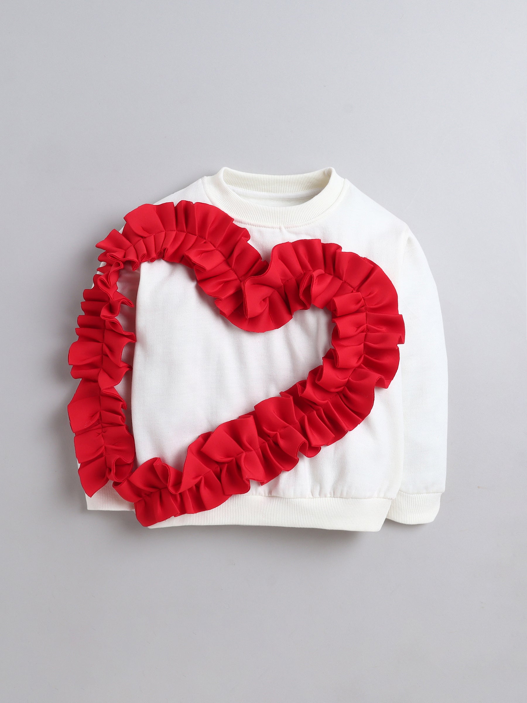 Black Sweatshirt with Red Ruffle Heart Design For Girls
