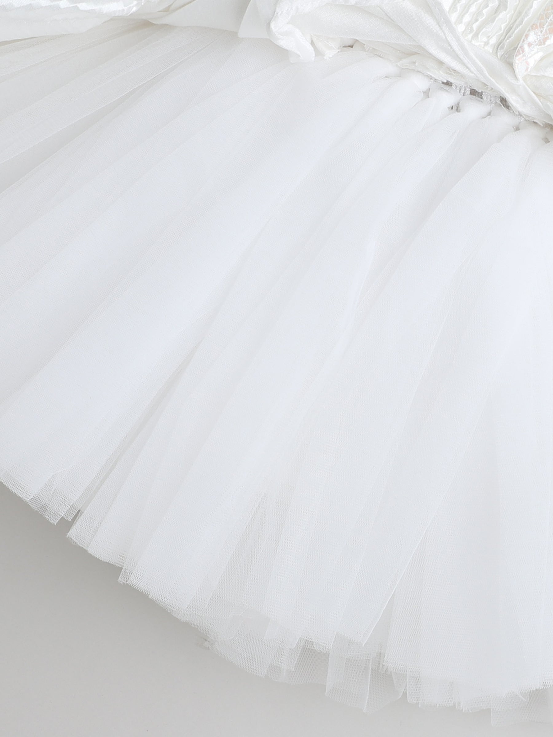 White Shimmer Halter Tulle Dress for Girls – Iridescent Layers with Big Bow