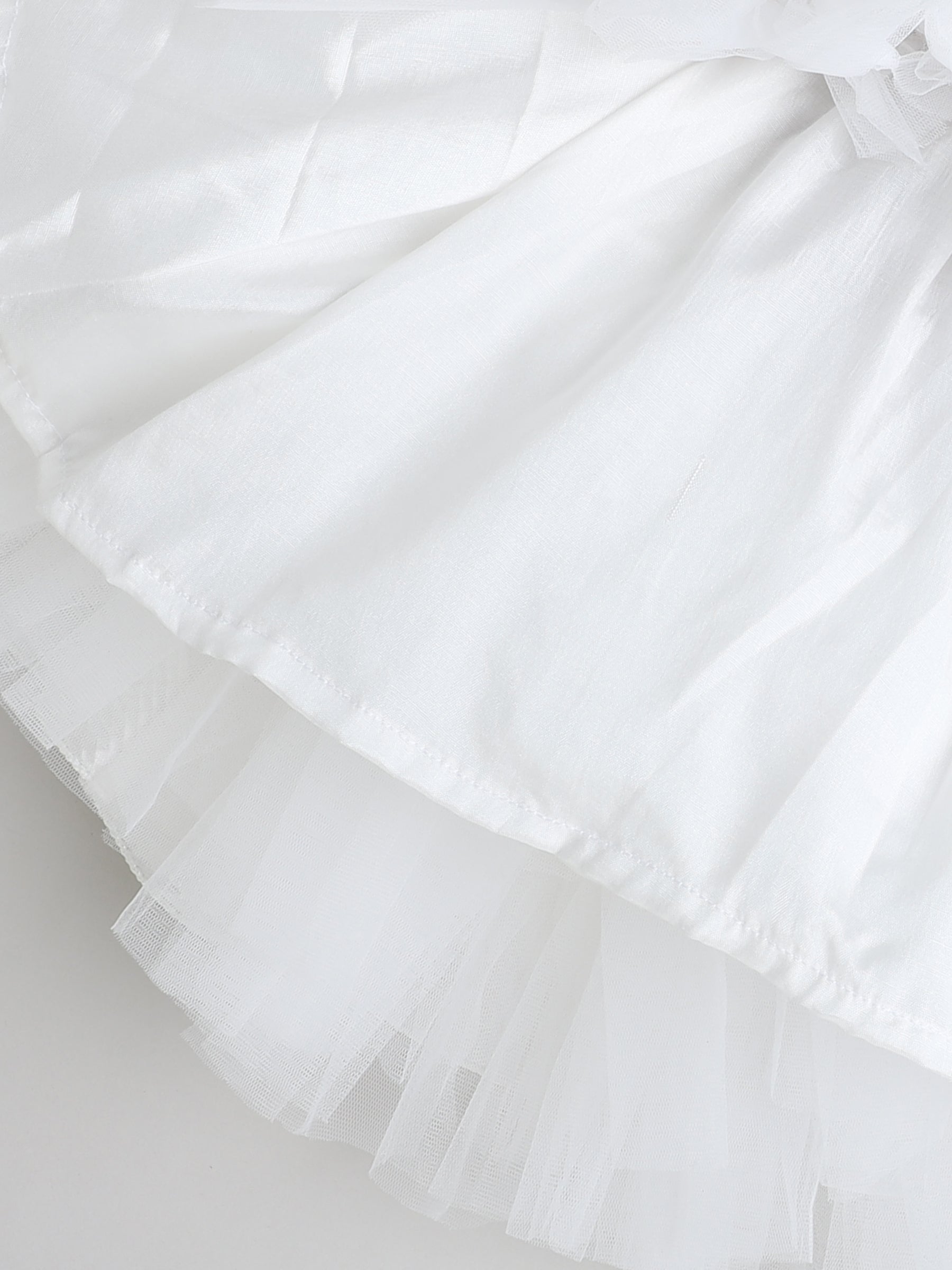 White Shimmer Halter Tulle Dress for Girls – Iridescent Layers with Big Bow