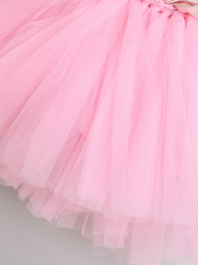 Sparkle Halter Tulle Knee Length Party Dress for Girls – Layered Ruffles with Big Bow