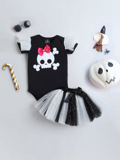 Skull Bow Halloween Tutu Set for Baby Girls
