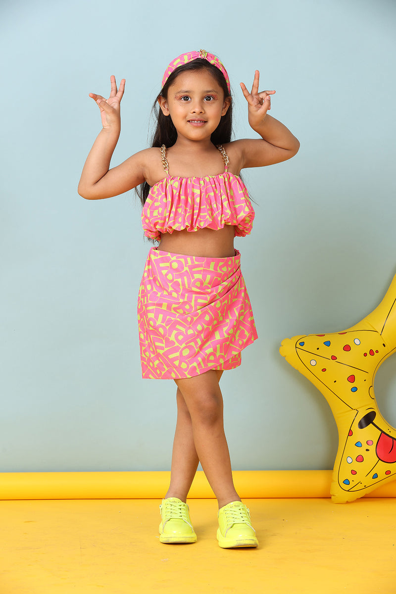 Sunny Pop Co-Ord Set for Girls – Pink & Lime Fun Outfit