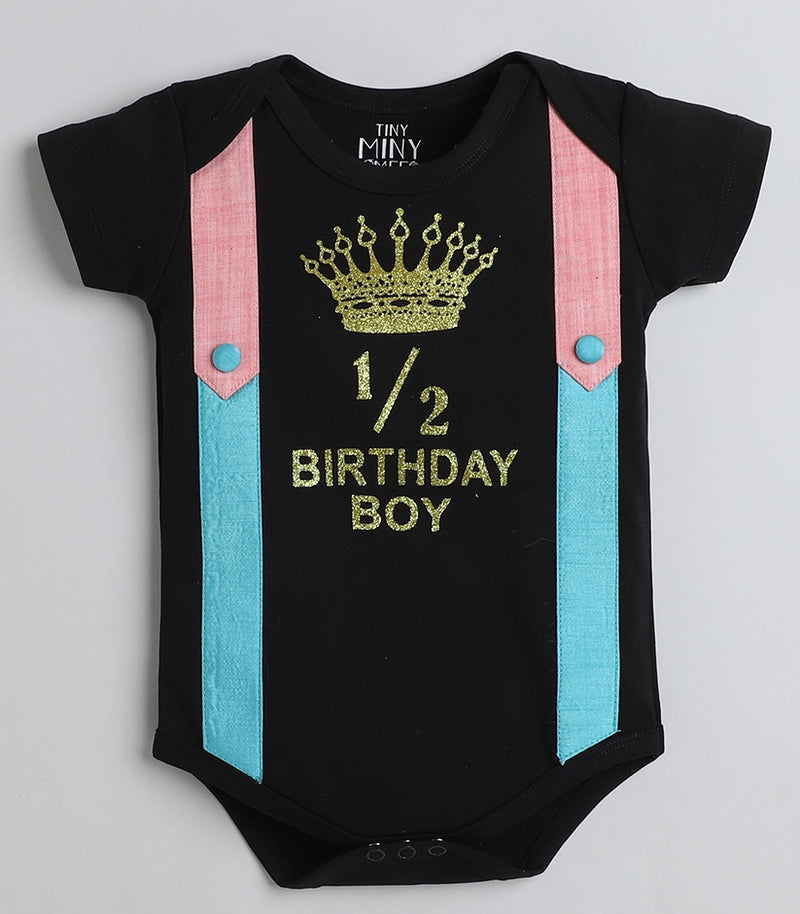 Tiny Miny mee boys printed bodysuit - Black