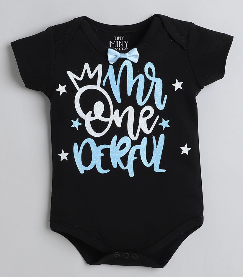 Tiny Miny mee boys printed bodysuit - Black