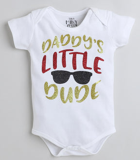 Tiny Miny mee boys printed bodysuit - White