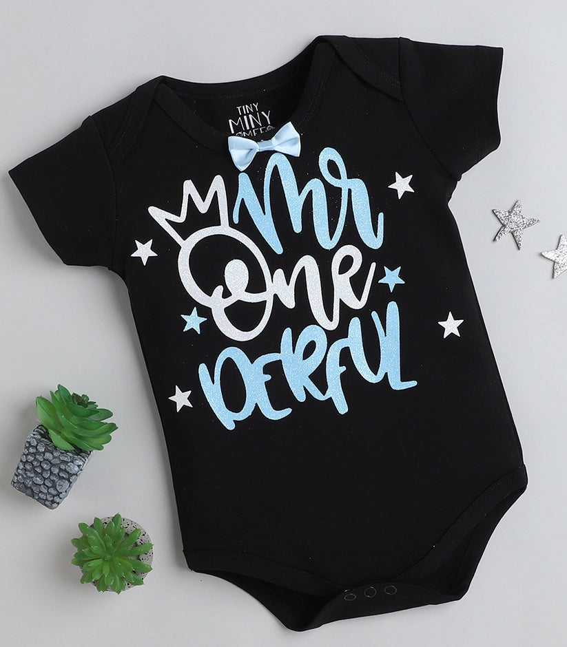 Tiny Miny mee boys printed bodysuit - Black