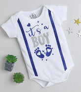 Tiny Miny mee boys printed bodysuit - White