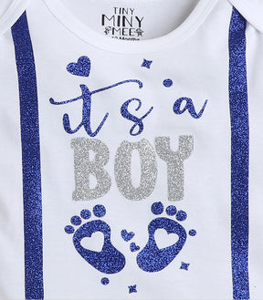 Tiny Miny mee boys printed bodysuit - White