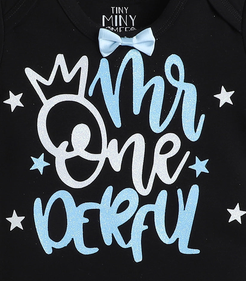 Tiny Miny mee boys printed bodysuit - Black