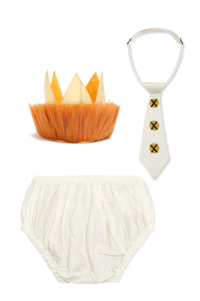 GLACE COTTON WILD ONE BABY PHOTOSHOOT OUTFIT INCLUDES BLOOMER, CROWN AND TIE-WHITE