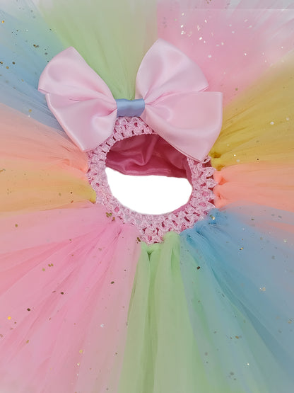 TINY MINY MEE-MULTI CANDY COLOR HEART TUTU SKIRT & HEADBAND-MULTICOLOR