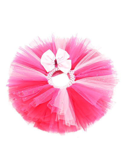 TINY MINY MEE-SHADES OF PINK FLORAL BUNCH TUTU SKIRT & HEADBAND-PINK