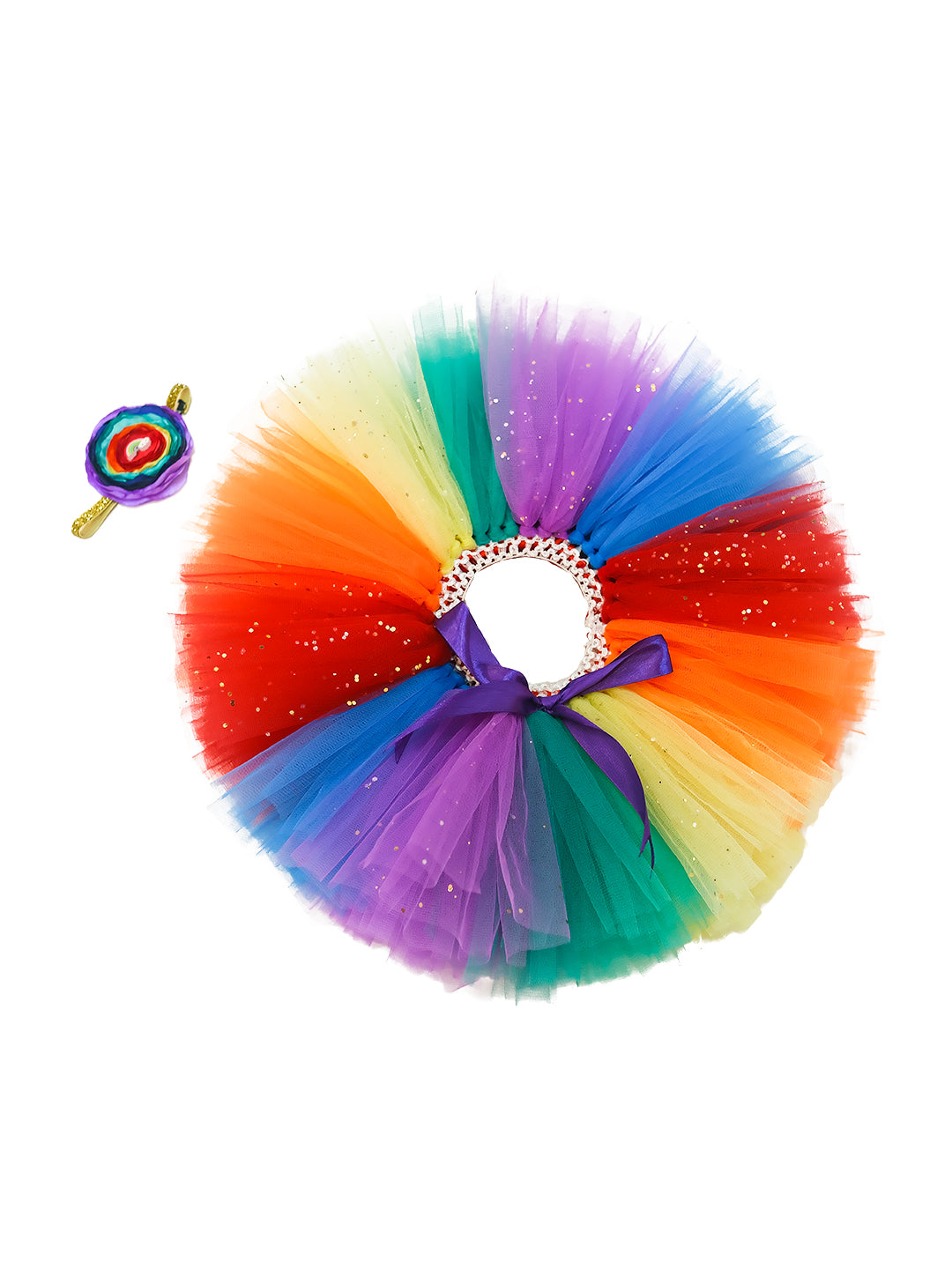 TINY MINY MEE-RAINBOW TUTU SKIRT & HEADBAND-MULTICOLOR