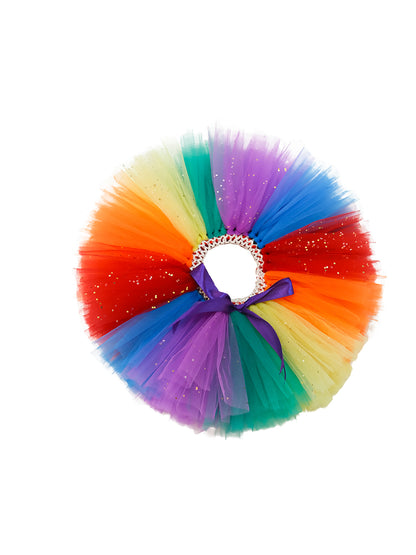 TINY MINY MEE-RAINBOW TUTU SKIRT & HEADBAND-MULTICOLOR