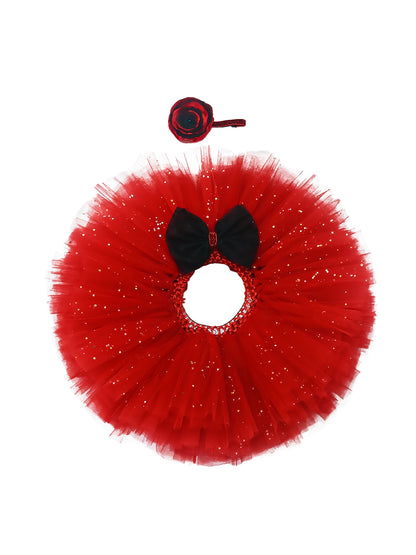 TINY MINY MEE-RED TUTU SKIRT & HEADBAND WITH BIG BOW-RED