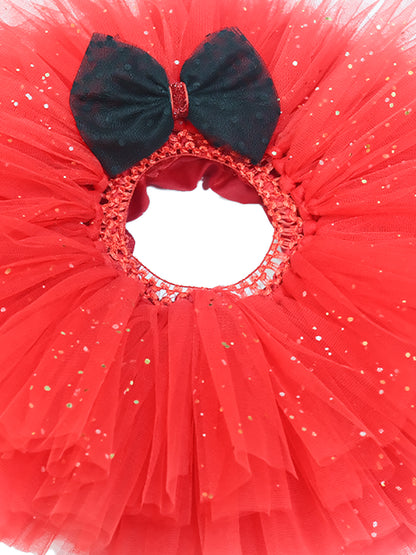 TINY MINY MEE-RED TUTU SKIRT & HEADBAND WITH BIG BOW-RED