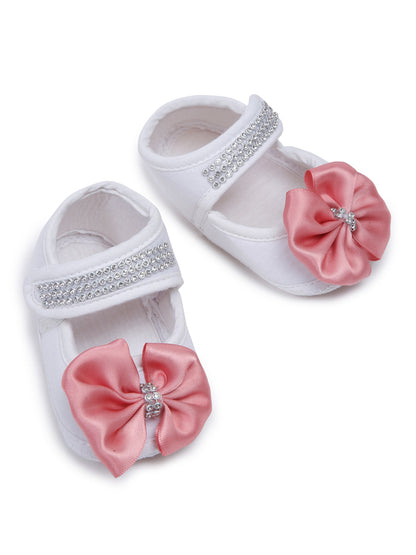 TINY MINY MEE BLUSH FRILL PEARL CROWN SLEEPSUIT SET WITH SHOES-WHITE