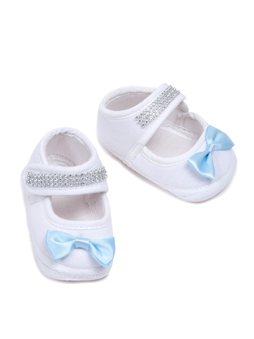 TINY MINY MEE BLUE BOW TEADY BEAR SLEEPSUIT SET WITH SHOES-WHITE