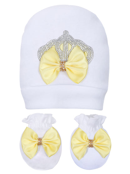 TINY MINY MEE GOLDEN PRINCE YELLOW BOW SLEEPSUIT WITH SHOES-WHITE