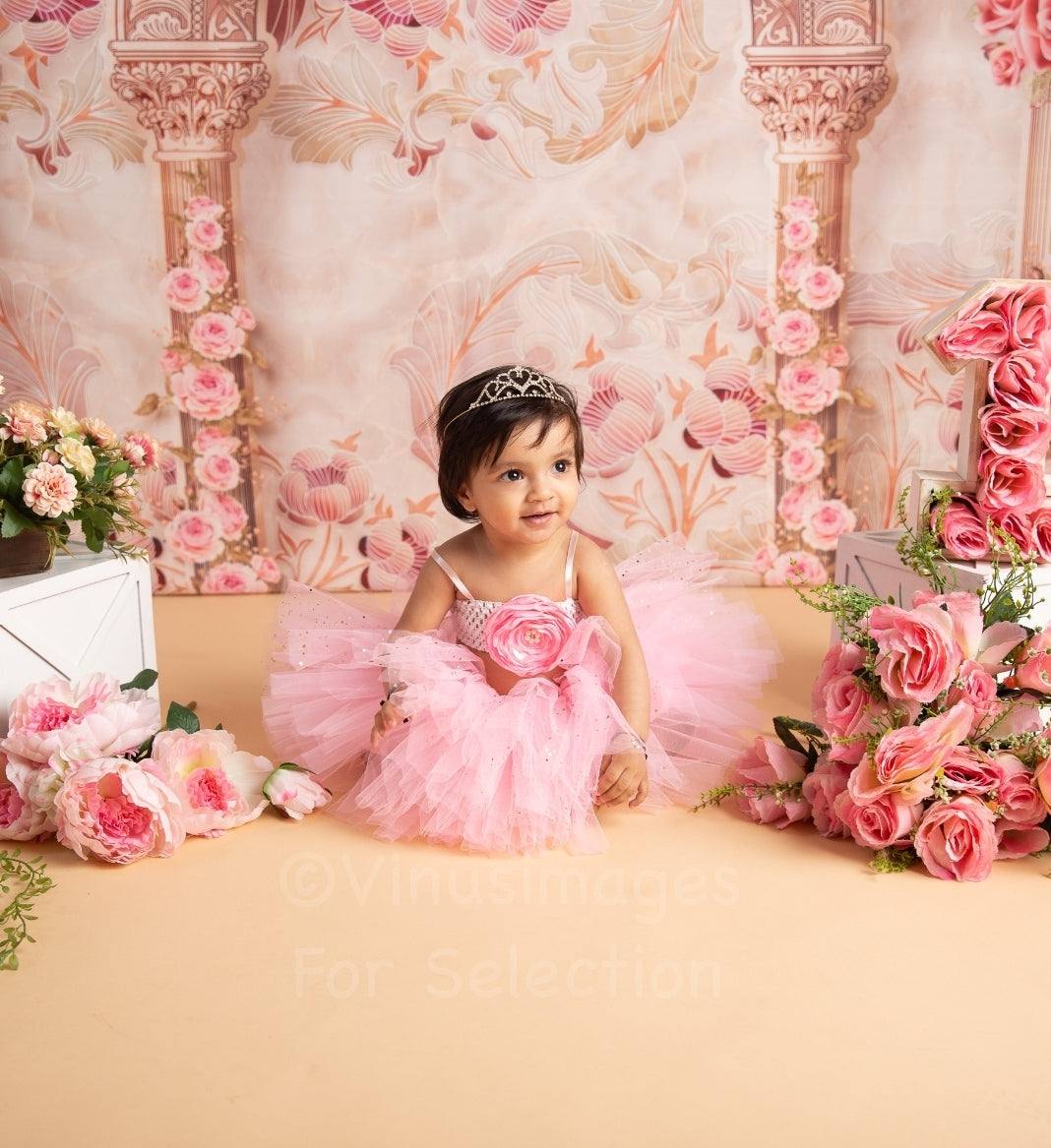 TINY MINY MEE PINK RUSH FLORAL TUTU SET-PINK