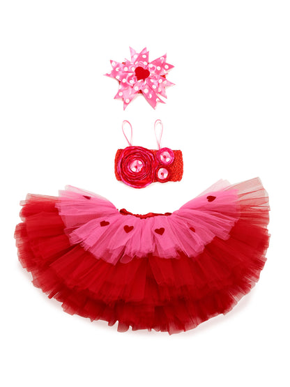 TINY MINY MEE LOVE HEART TUTU SET - RED&MAGENTA