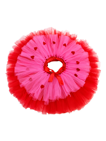 TINY MINY MEE LOVE HEART TUTU SET - RED&MAGENTA