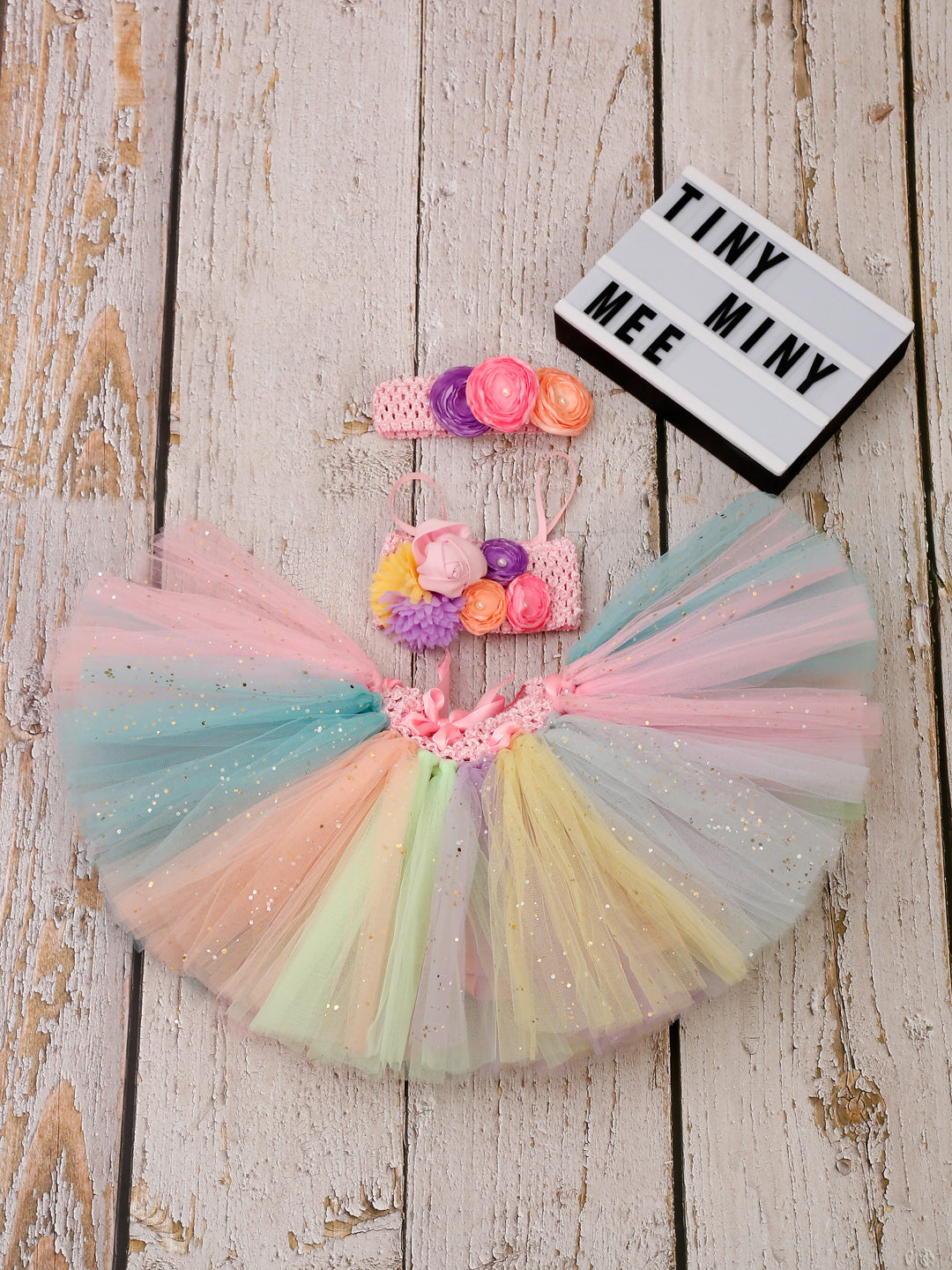 TINY MINY MEE FLORAL BUNCH TUTU SET -MULTICOLOR