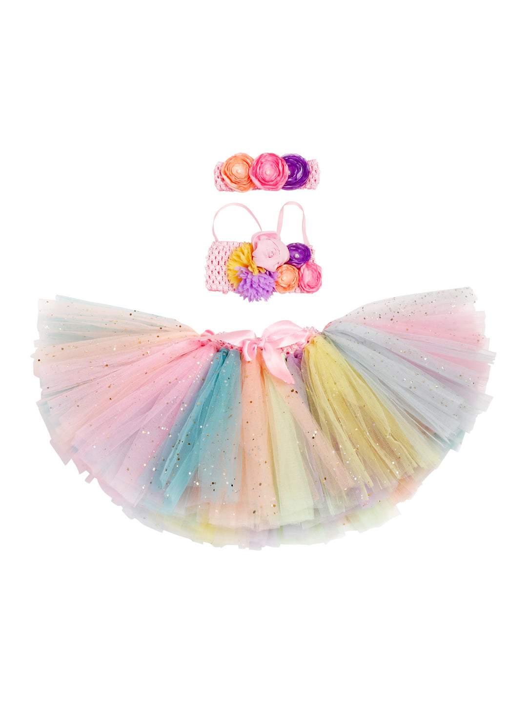 TINY MINY MEE FLORAL BUNCH TUTU SET -MULTICOLOR