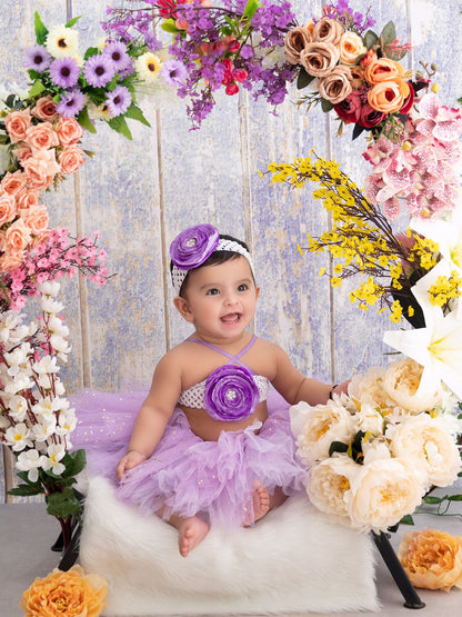 TINY MINY MEE LAVENDER LILY BURN FLOWER TUTU SET -LAVENDER