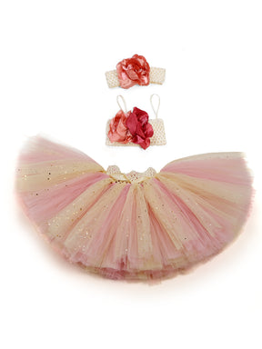 TINY MINY MEE BLUSH BLAST TUTU SET - OFF WHITE, BLUSH