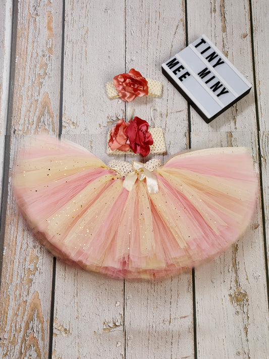 TINY MINY MEE BLUSH BLAST TUTU SET - OFF WHITE, BLUSH