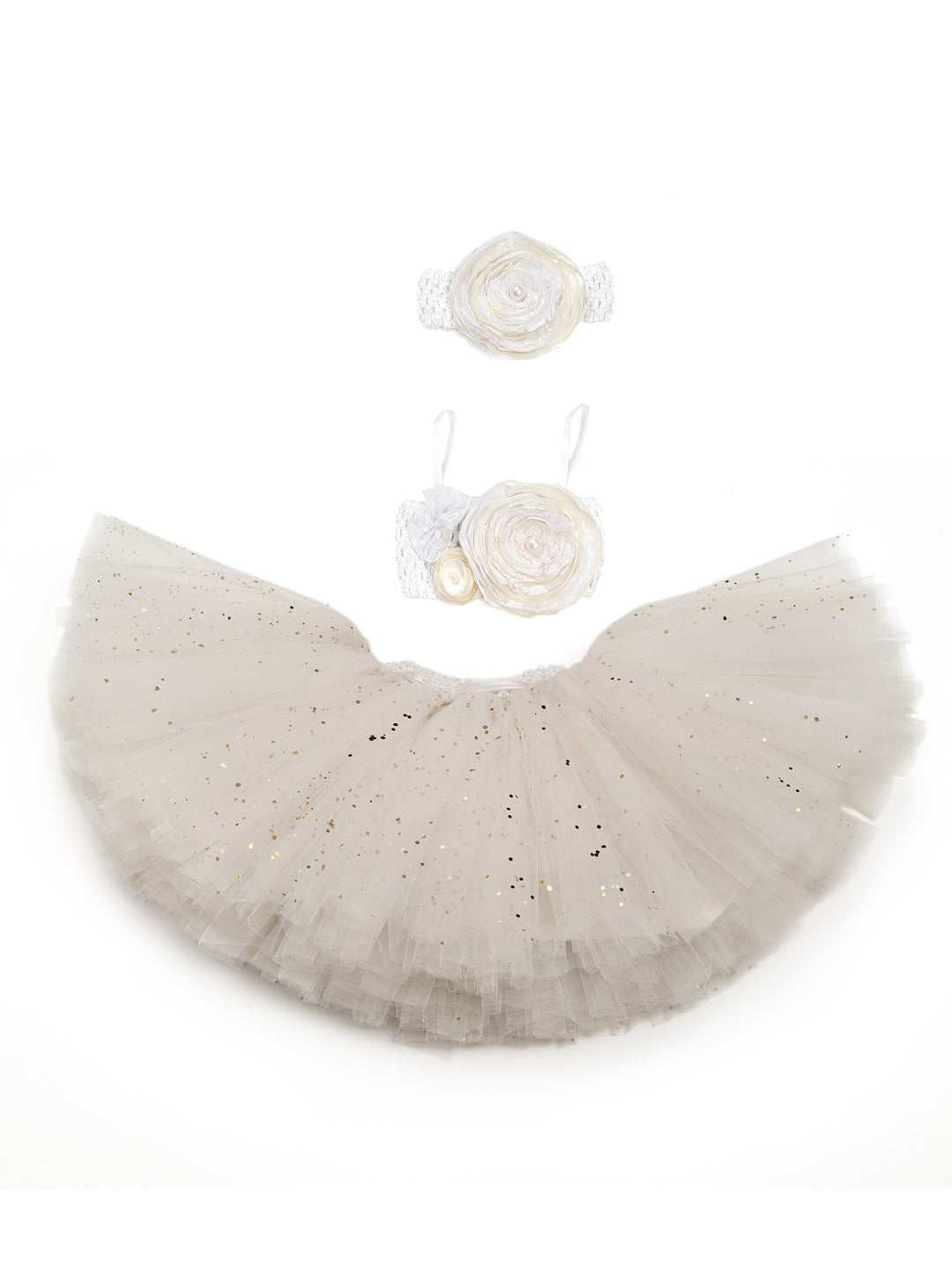 TINY MINY MEE FAIRYTALE FLORAL WHITE TUTU SET-WHITE