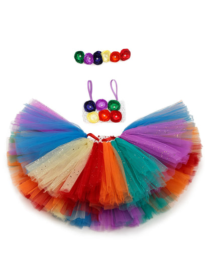 TINY MINY MEE RAINBOW FLORAL TUTU SET -MULTICOLOR