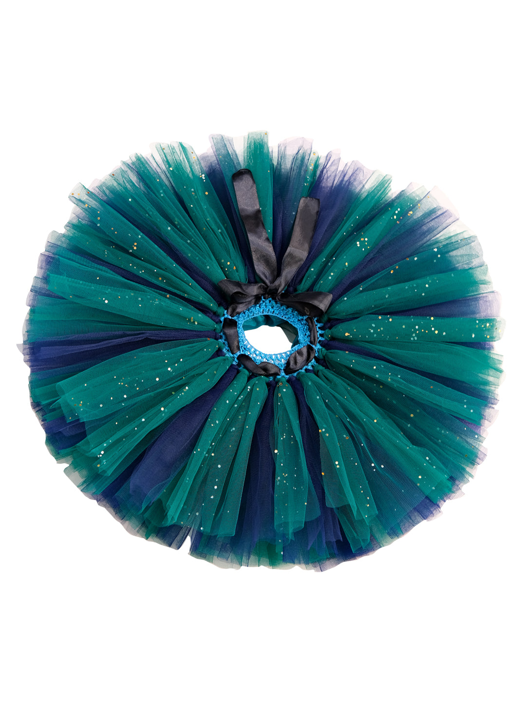 TINY MINY MEE PEACOCK FLORAL & FEATHER TUTU SET -PEACOCK GREEN &BLUE