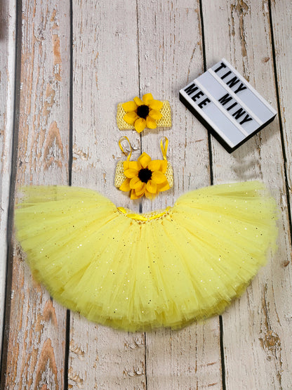 TINY MINY MEE SUNFLOWER FLORAL TUTU SET -YELLOW