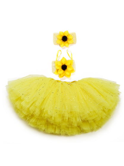 TINY MINY MEE SUNFLOWER FLORAL TUTU SET -YELLOW