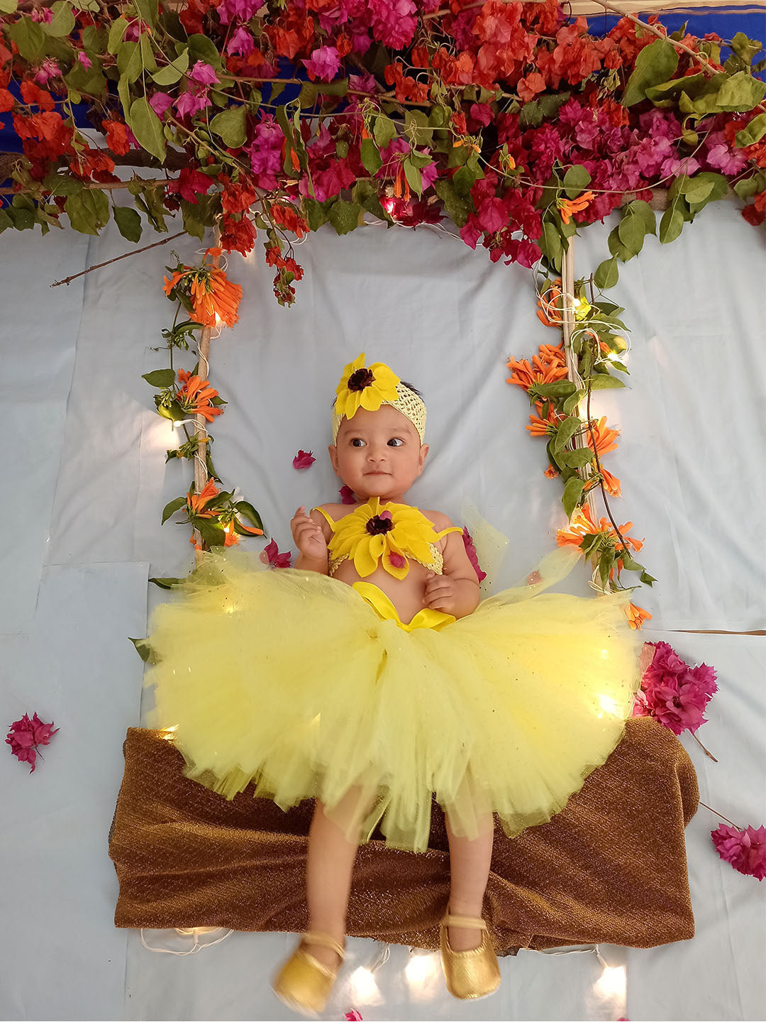 TINY MINY MEE SUNFLOWER FLORAL TUTU SET -YELLOW