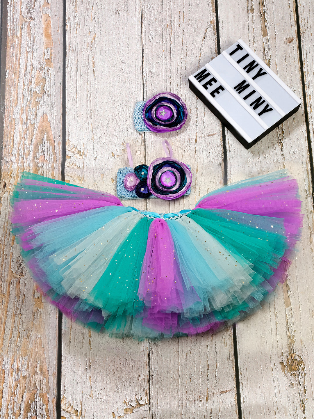 TINY MINY MEE MERMAIDE SEA FLORAL TUTU SET - MULTICOLOR