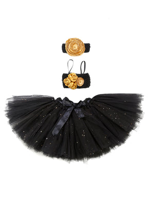 TINY MINY MEE BLACK GOLD FLORAL TUTU SET- BLACK&GOLD