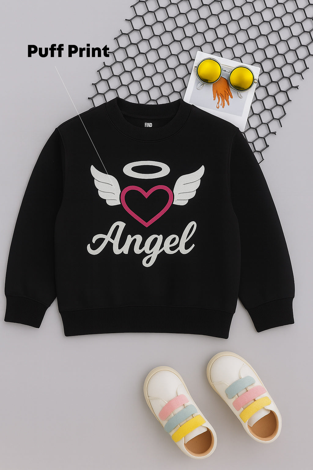 Kids Black Angel Print Sweatshirt