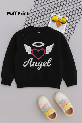 Kids Black Angel Print Sweatshirt