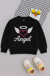Kids Black Angel Print Sweatshirt