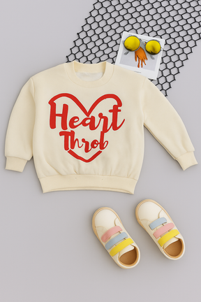 Kids Cream “Heart Throb” Printed Sweatshirt