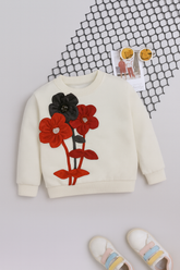 Girls Floral Appliqué Sweatshirt – Off White